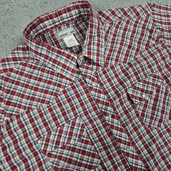Wrangler Other - Wrangler Wrancher Western Shirt Mens 3XL Red Plaid Pearl Snap Casual‎ Cowboy